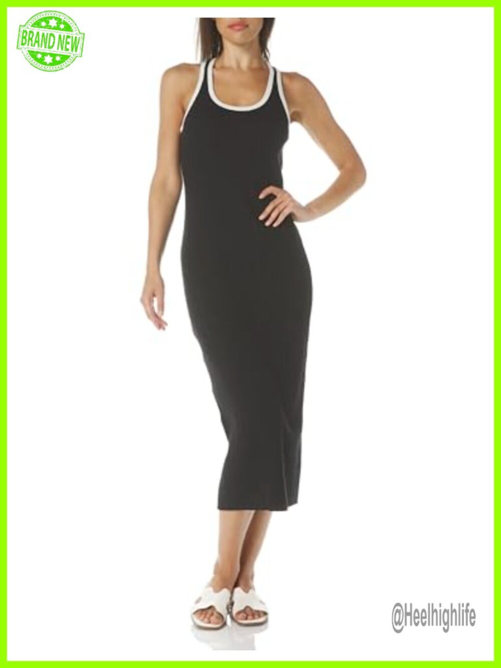 Sweaty Betty Rib Tank Midi Dress Slim Fit Racerback Scoop Neck